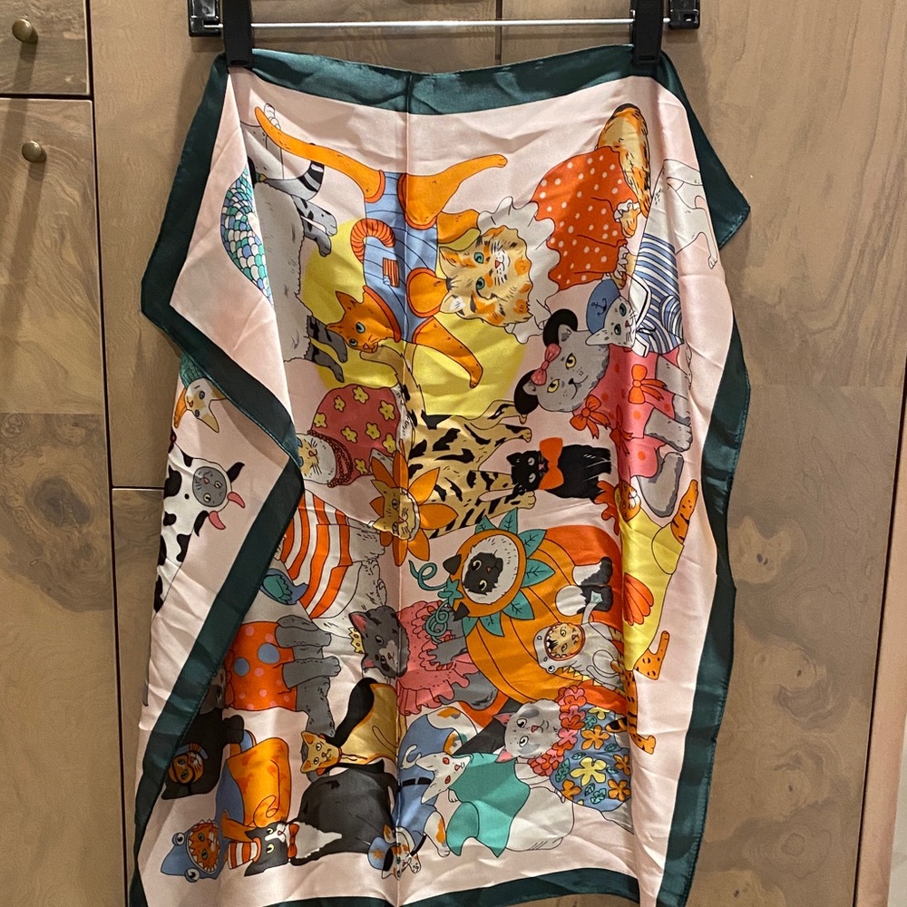 Colorful Cat Print Women's Scarf